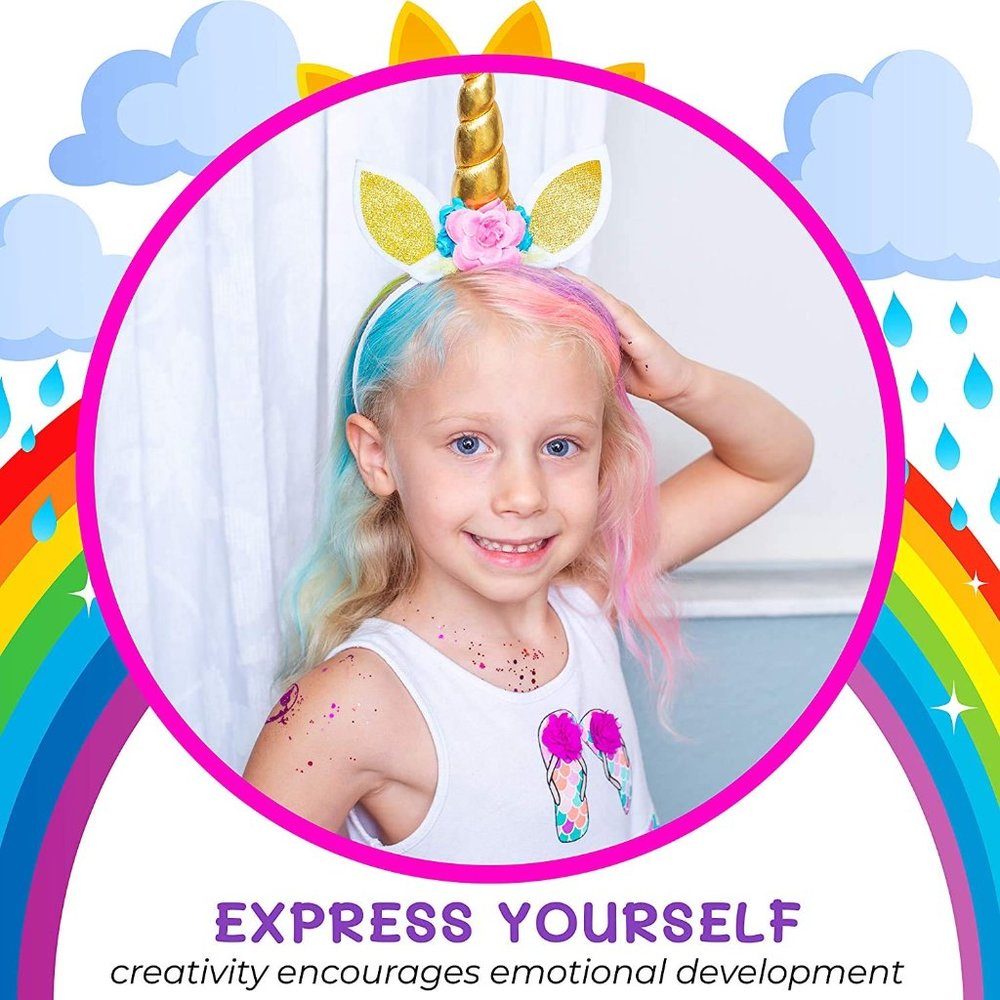 Hair Chalk for Girls with Glitter Tattoo